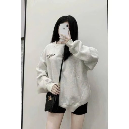 Áo Sweater Balen.ciagaSóng Nỉ Bông Cotton Dày Dặn Form Rộng Basic Phù hợp cho mùa đông - Ảnh 4