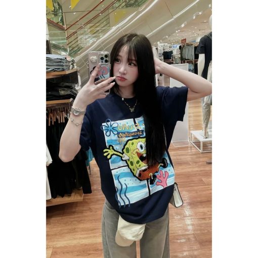 Áo Thun Xanh Navy Bọt Biển Form Unisex Chất Liệu Cotton 100% Cao Cấp Cực Xịn Thấm Hút Mồ Hôi - Ảnh 3