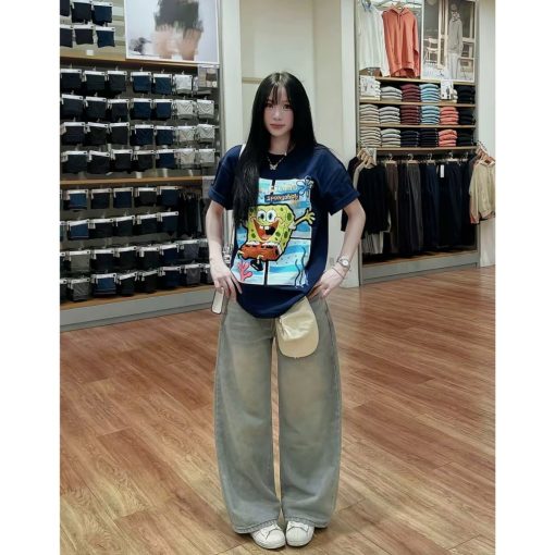Áo Thun Xanh Navy Bọt Biển Form Unisex Chất Liệu Cotton 100% Cao Cấp Cực Xịn Thấm Hút Mồ Hôi - Ảnh 4