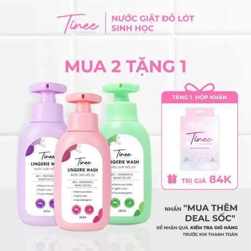 Nước giặt đồ lót Sinh Học Tinee 280ml Bản nâng cấp nano bạc mới hạn chế nấm khuẩn, dịu nhẹ cho da - Ảnh 3