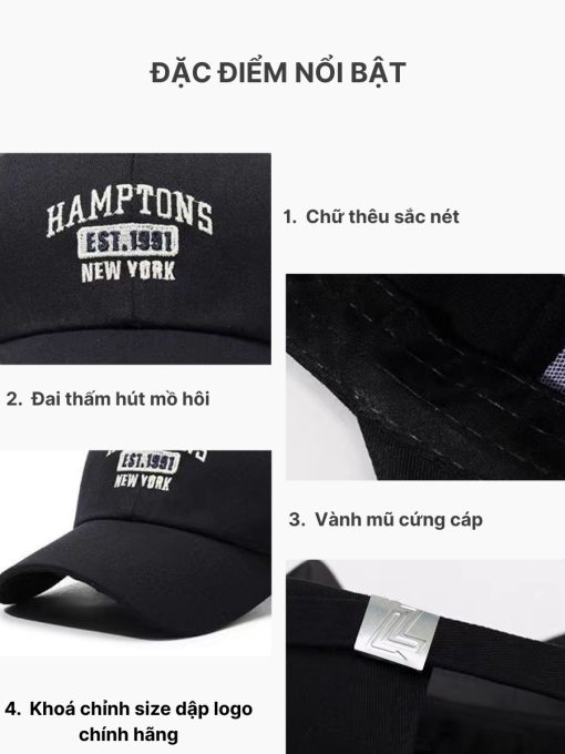 Mũ lưỡi trai LOULI SAIGON thêu chữ HAMPTONS form mềm dành cho nam và nữ - Ảnh 3