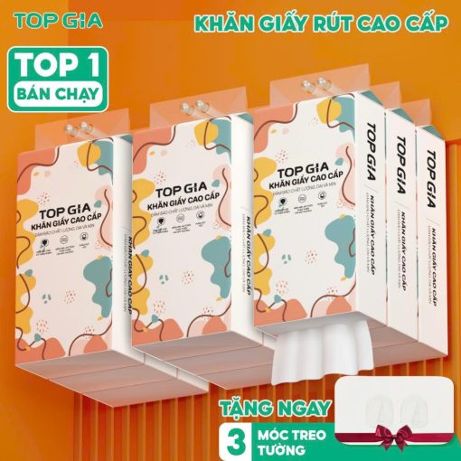 Giấy vệ sinh treo tường TopGia thùng 6 bịch đa sắc treo đa năng từ bột giấy thiên nhiên, 1280tờ/4lớp - Ảnh 2