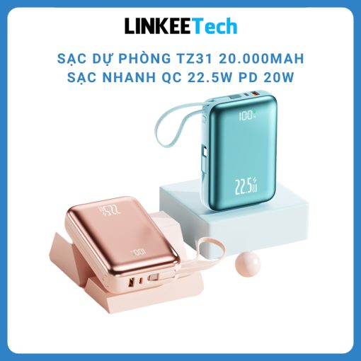 Pin sạc dự phòng 20000mah 2 output usb 2 input micro type-c kèm cáp sạc nhanh hỗ trợ sạc nhiều thiết bị cùng lúc - Ảnh 2