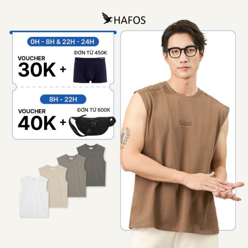 Áo ba lỗ nam Hafos, Áo tanktop nam co giãn thấm hút, Áo sát nách nam chất vải cotton 100% thể thao, tập gym cao cấp - Ảnh 2
