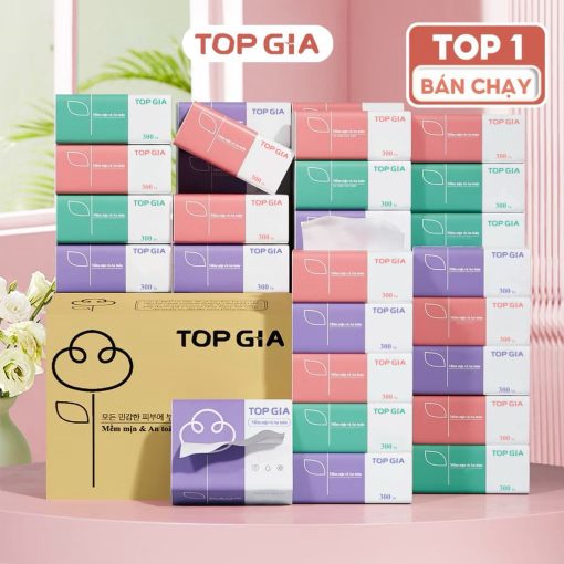 Thùng 30 gói giấy ăn rút Topgia 3 màu cao cấp 4 lớp dày dặn, mềm mịn - Ảnh 2