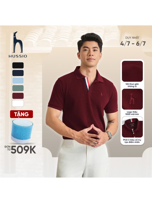 Áo POLO nam BUGATI vải đàn hồi tự nhiên KHÔNG ỦI, co dãn tốt, chống nhăn, che khuyết điểm - HUSSIO - Ảnh 2