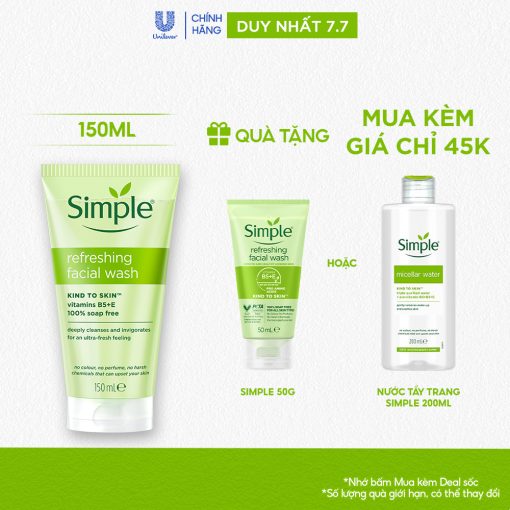 [DIỆN MẠO MỚI] Sữa Rửa Mặt Simple lành tính và hiệu quả cho mọi loại da 150ml - Ảnh 2