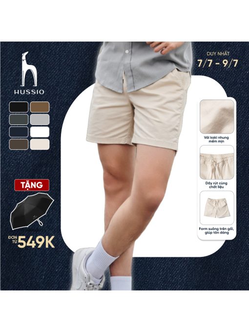 [UPDATE MÀU MỚI] Quần Short nam vải Kaki nhung cao cấp, trẻ trung, lịch lãm, chuẩn form - HUSSIO - Ảnh 2