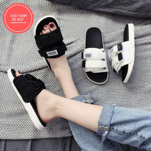 (Có 2 Màu) Dép quai ngang nam nữ unisex inviti Fashion quai dán mới - Ảnh 2