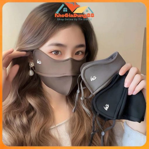 Khẩu Trang 5D Vải Kháng Khuẩn Đẹp Dày 3 Lớp Chống Nắng Chống Tia UV Giữ Ấm Điều Chỉnh Đước Dây Đeo - Ảnh 2