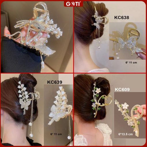 GOTI - Phụ Kiện Tóc – Kẹp Tóc Kim Loại Hàn Quốc Cỡ Lớn Hottrend Kẹp Càng Cua Hoa Nơ Cho Nữ KC612 - Ảnh 2