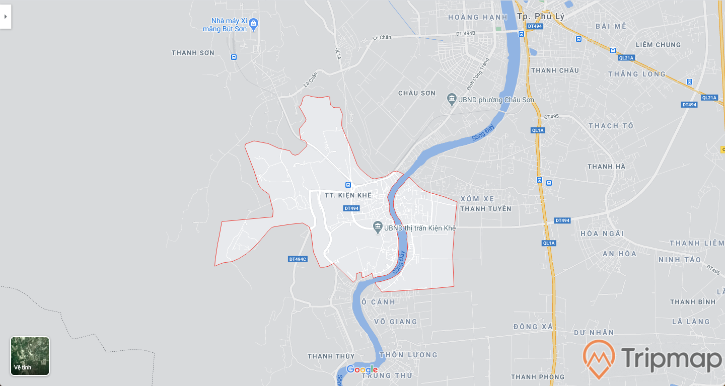 Bản đồ địa chỉ thị trấn Kiện Khê huyện Thanh Liêm, tỉnh Hà Nam, ảnh chụp bản đồ