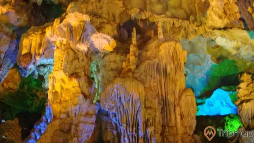 Các khối thạch nhũ bên trong hang Đầu Gỗ