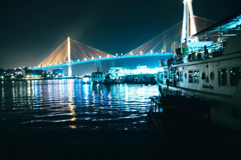 a body of water with buildings along it