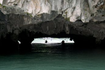 a boat in a cave