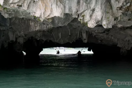 a boat in a cave