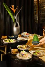 a table with plates of food
